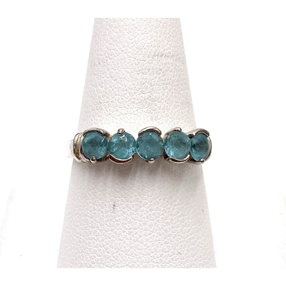 925 H Ring Sterling Silver Ring Size 10 Blue Stones Cocktail